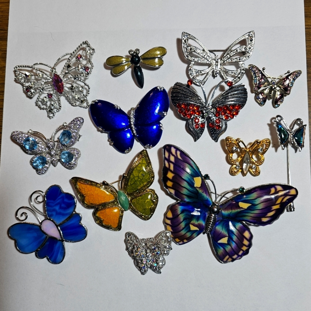 ***SOLD***13 Vintage LOT of Butterfly Brooches Pins